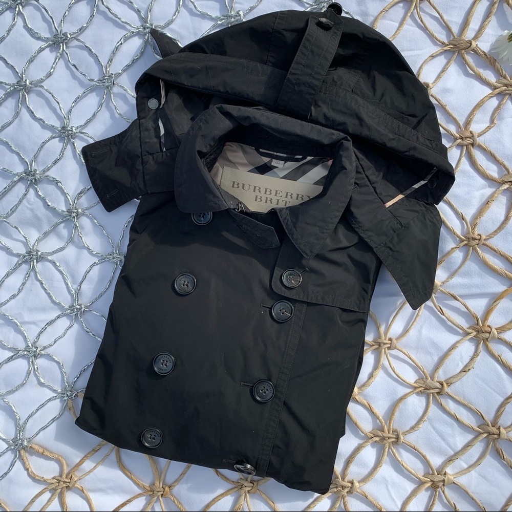 Burberry Black Trench Coat Size 6